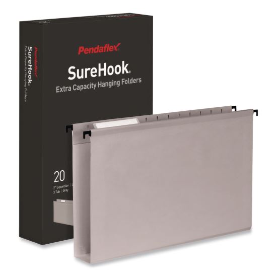 SureHook Reinforced Extra-Capacity Hanging Box File, Legal Size, 1/3-Cut Tabs, Light Gray, 20/Box1