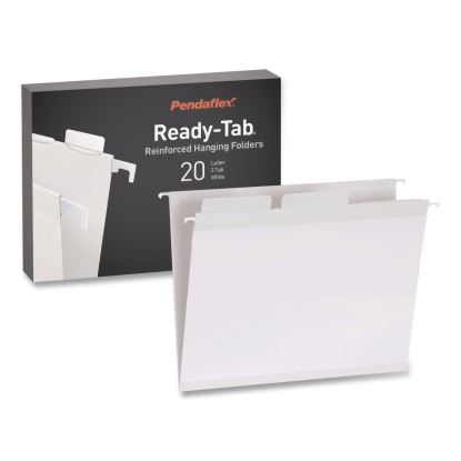 Ready-Tab Reinforced Hanging File Folders, Letter Size, 1/3-Cut Tabs, White, 20/Box1