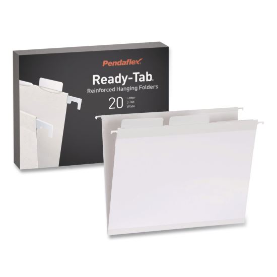 Ready-Tab Reinforced Hanging File Folders, Letter Size, 1/3-Cut Tabs, White, 20/Box1