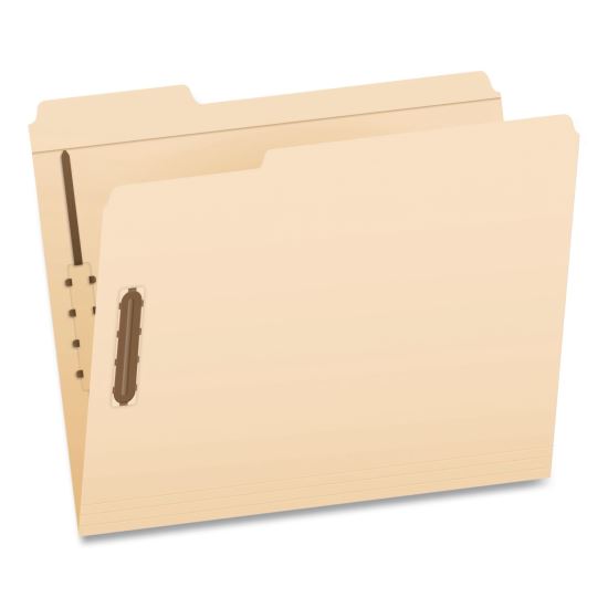 Heavy-Duty Fastener Folder, 1/3-Cut Tab: Assorted, Expands 0.75", 2 Fasteners, Letter Size, Manila, 50/Box1