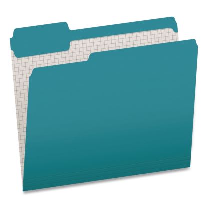 Double-Ply Reinforced Top Tab Colored File Folders, 1/3-Cut Tabs: Assorted, Letter, 0.75" Expansion, Teal, 100/Box1