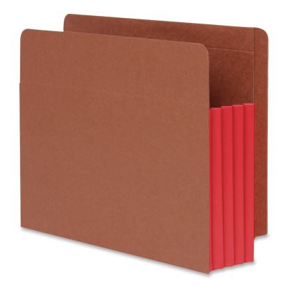 End Tab File Pocket, Red Gusset, 3.5" Expansion Letter Size, Brown/Red, 10/Box1