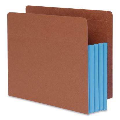 End Tab File Pocket, Blue Gusset, 3.5" Expansion, Letter Size, Brown/Blue, 10/Box1