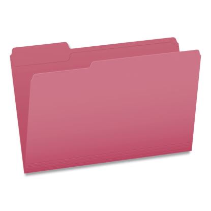 Double-Ply Reinforced Top Tab Colored File Folders, 1/3-Cut Tabs: Assorted, Legal, 0.75" Expansion, Pink, 100/Box1