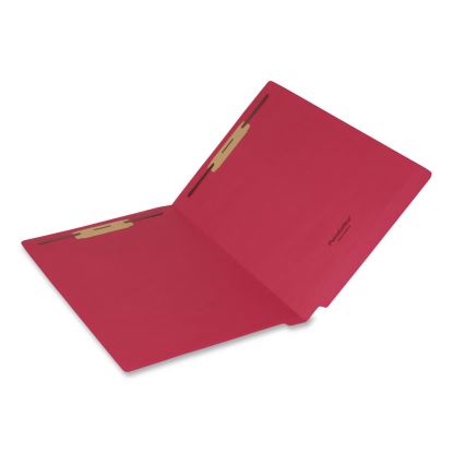 Colored Reinforced End Tab Fastener Folders, Straight Tab, Expands 0.75", 2 Fasteners, Legal Size, Red, 50/Box1