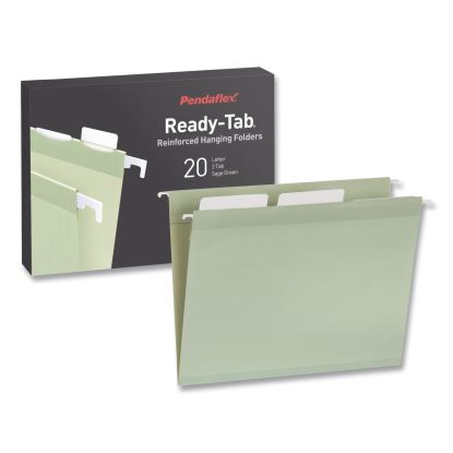 Ready-Tab Reinforced Hanging File Folders, Letter Size, 1/3-Cut Tabs, Sage Green, 20/Box1