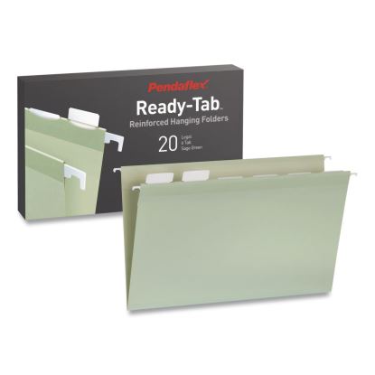 Ready-Tab Reinforced Hanging File Folders, Legal Size, 1/6-Cut Tabs, Sage Green, 20/Box1