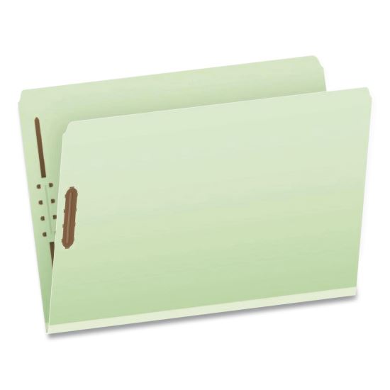 Heavy-Duty Pressboard Fastener Folders, Straight Tab, Expands 2", 2 Fasteners, Legal Size, Light Green, 25/Box1