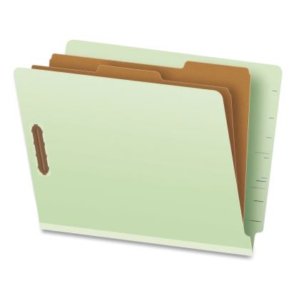 Heavy-Duty Pressboard End Tab Classification Folders, Expands 2.5", 2 Dividers, 6 Fasteners, Letter Size, Light Green, 10/Box1