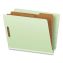 Heavy-Duty Pressboard End Tab Classification Folders, Expands 2.5", 2 Dividers, 6 Fasteners, Letter Size, Light Green, 10/Box1