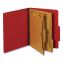 Heavy-Duty Pressboard Classification Folder, Expands 2.5", 2 Full-Pocket Dividers, 6 Fasteners, Letter Size, Red, 10/Box1