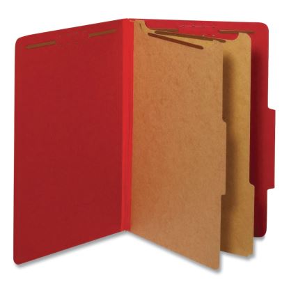 Heavy-Duty Pressboard Classification Folder, 2/5-Cut Tab, Expands 2.5", 2 Divider, 6 Fastener, Legal Size, Bright Red, 10/Box1