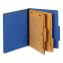 Heavy-Duty Pressboard Classification Folder, 2/5-Cut Tab, Expands 2.5", 2 Dividers, 6 Fasteners, Legal Size, Dark Blue, 10/BX1