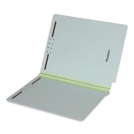 Colored Pressboard End Tab Fastener Folders, Straight Tab, Expands 1", 2 Fasteners, Letter Size, Light Green, 25/Box1