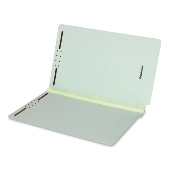 Colored Pressboard End Tab Fastener Folders, Straight Tab, Expands 1", 2 Fasteners, Legal Size, Light Green, 25/Box1