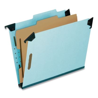 Hanging Classification Folders with Dividers, Letter Size, 1 Divider, 2/5-Cut Exterior Tabs, Light Blue, 10/Box1