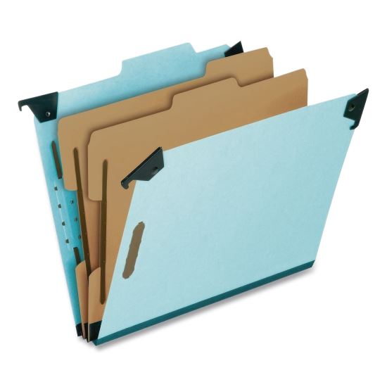 Hanging Classification Folders with Dividers, 2 Dividers, 2/5-Cut Exterior Tabs, Letter Size, Light Blue, 10/Box1