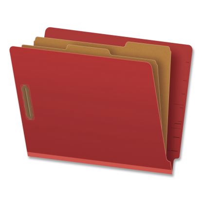 Heavy-Duty Pressboard End Tab Classification Folders, Expands 2.5", 2 Dividers, 6 Fasteners, Letter Size, Red, 10/Box1