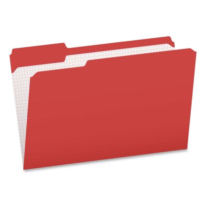 Colored File Folders, Grid Interior, 1/3-Cut Tabs: Assorted, Legal Size, Red, 100/Box1