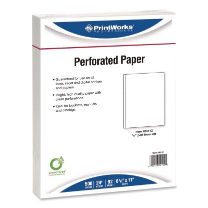 Perforated Paper, 92 Bright, Perforated 0.5" from Left, 24 lb Bond Weight, 8.5 x 11, White, 500 Sheets/Ream, 5 Reams/Carton1