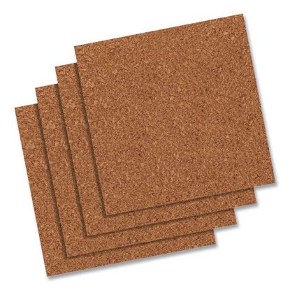 Cork Bulletin Board Tiles, 1 ft x 1 ft, Brown Surface, Frameless, 4/Pack1