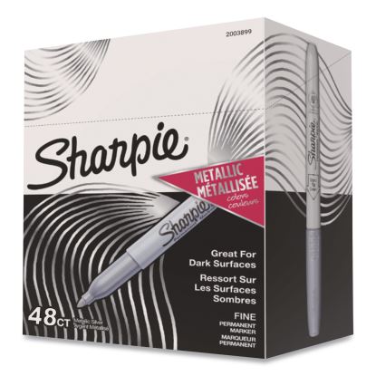 Metallic Fine Point Permanent Markers, Fine Bullet Tip, Metallic Silver, 48/Carton1