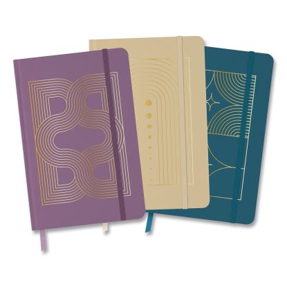 Hardcover Journal, (3) Elegant Geo Gold-Foil Patterns, Medium/College Rule, Assorted Colors, (64) 8.25 x 5.5 Sheets, 3/Pack1