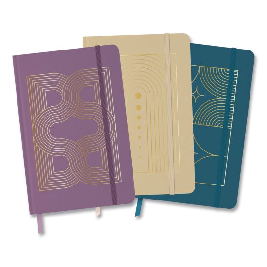 Hardcover Journal, (3) Elegant Geo Gold-Foil Patterns, Medium/College Rule, Assorted Colors, (64) 8.25 x 5.5 Sheets, 3/Pack1