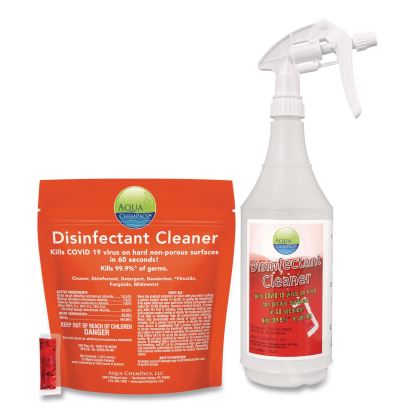 Disinfectant Cleaner, Marine Scent, 2.9 g Packets, 12 Packets/Bag with 1 qt Spray Bottle1
