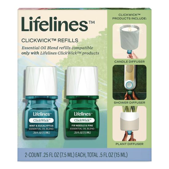 ClickWick Essential Oil Replacements, Crisp Mountain Air, Walk in the Woods, 0.25 oz, 2/Pack1
