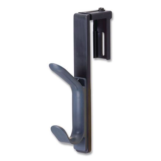 Cubicle Double Coat Hook, Plastic, Gray, Supports 10 lbs1