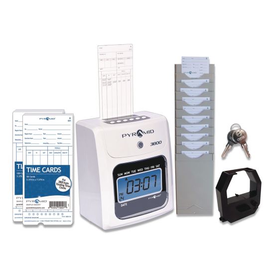 3800 Time Clock Bundle, LCD Display, Ivory/Charcoal1