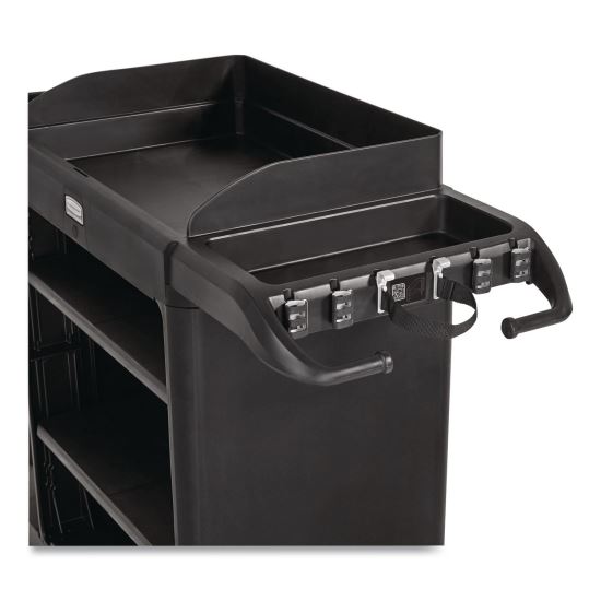 Vacuum Holder, For All Rubbermaid Commercial Full Size and Compact Housekeeping Carts, Plastic, Black, 6/Carton1