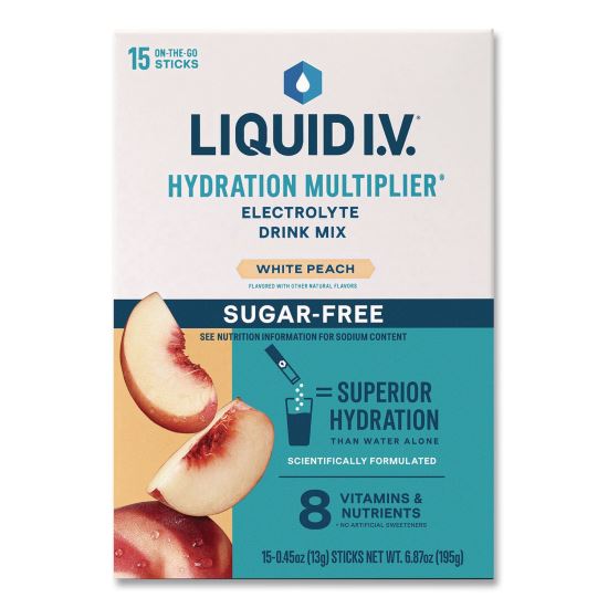 Sugar-Free Hydration Multiplier, 0.45 oz Stick, Sugar-Free White Peach, 15/Pack1