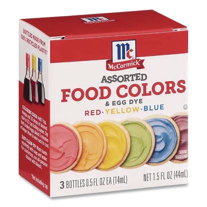 Food Coloring, Red/Yellow/Blue, 0.5 oz Bottle, 3/Box1