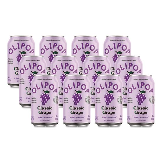 Prebiotic Soda, Classic Grape, 12 oz Can, 12/Carton1