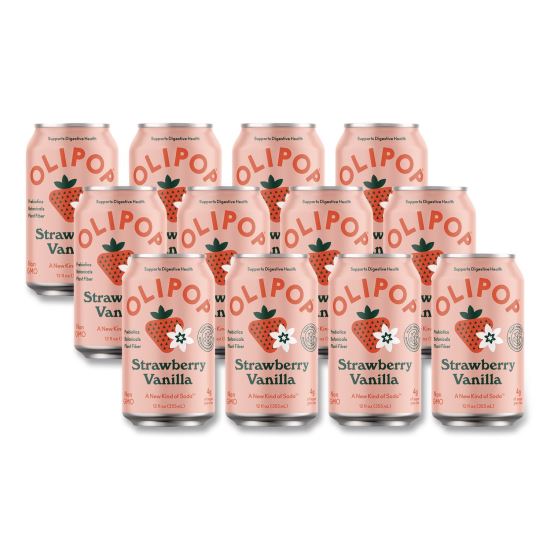 Prebiotic Soda, Strawberry Vanilla, 12 oz Can, 12/Carton1