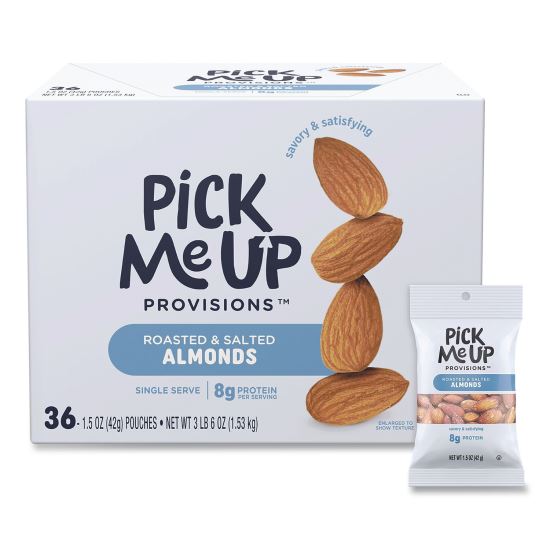 Roasted and Salted Almonds, 1.5 oz Pouch, 36/Box1