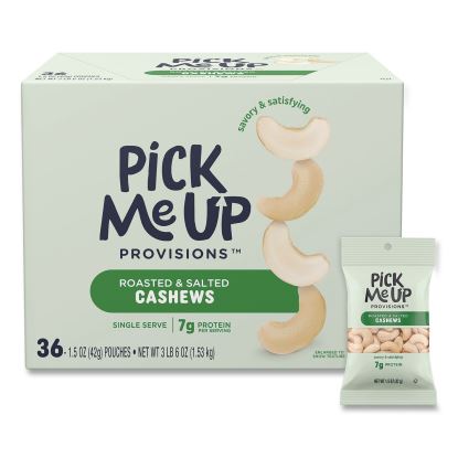 Roasted and Salted Cashews, 1.5 oz Pouch, 36/Box1