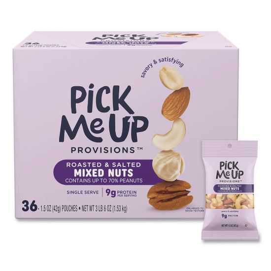 Roasted and Salted Mixed Nuts, 1.5 oz Pouch, 36/Box1