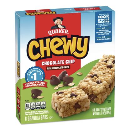 Granola Bars, Chewy Chocolate Chip, 0.84 oz Individually Wrapped, 8/Box1