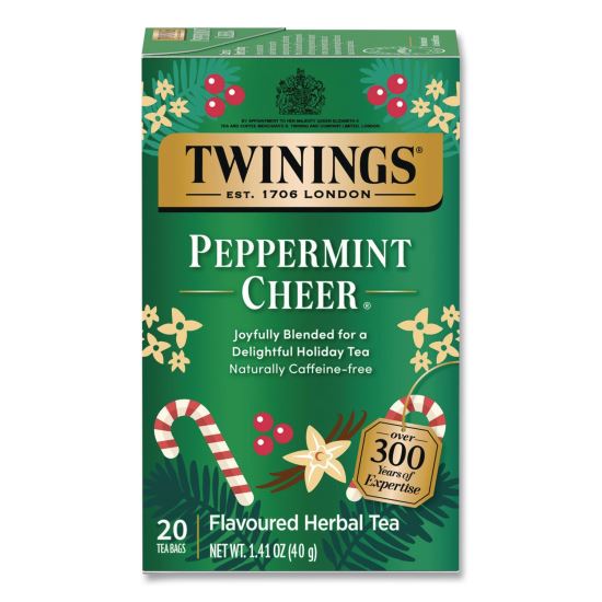 Seasonal Teas Decaf Peppermint Cheer, 0.07 oz Tea Bag, 20/Box1