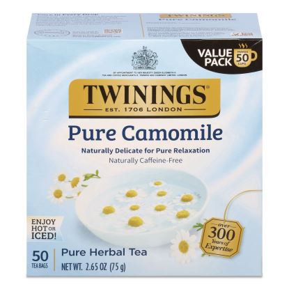 Tea Bags, Pure Camomile, 0.05 oz Tea Bag, 50/Box1