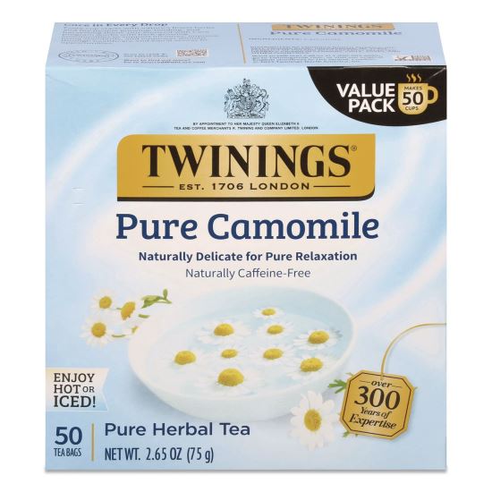 Tea Bags, Pure Camomile, 0.05 oz Tea Bag, 50/Box1