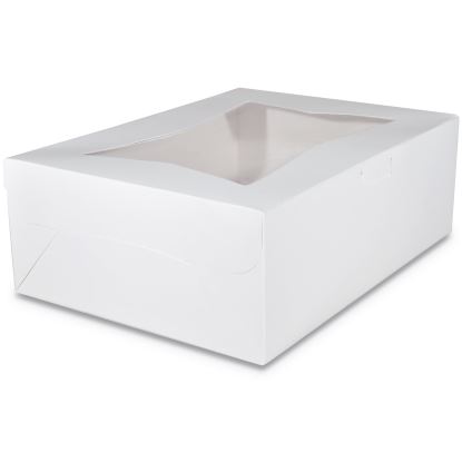 White Window Bakery Boxes with Tuck-in Lid, 19 x 14 x 6.5, White, Paper, 50/Carton1