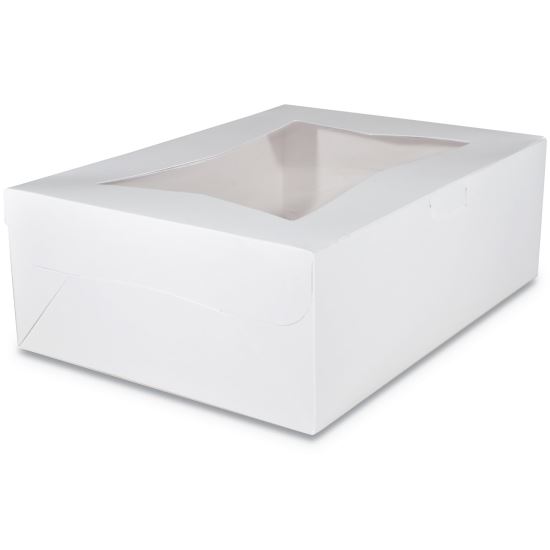 White Window Bakery Boxes with Tuck-in Lid, 19 x 14 x 6.5, White, Paper, 50/Carton1