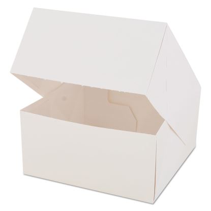 White Window Bakery Boxes with Attached Flip Top, 4-Corner Beers Design, 6 x 6 x 3, White, Paper, 200/Carton1