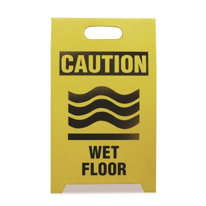 Economy Floor Sign, 12 x 14 x 20, Yellow/Black, 2/Pack1