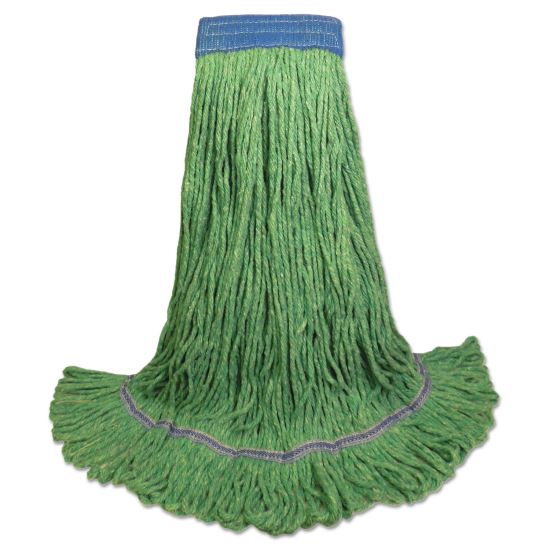 Super Loop Wet Mop Head, Cotton/Synthetic Fiber, 5" Headband, X-Large Size, Green, 12/Carton1