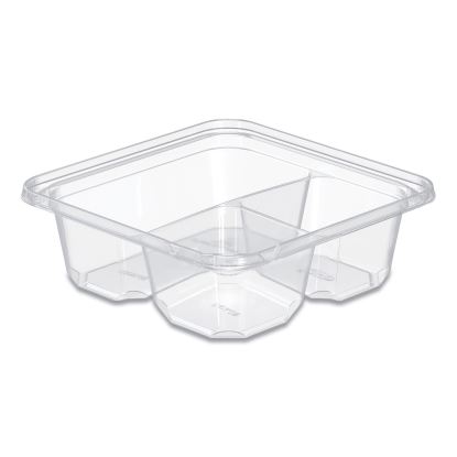 TamperGuard Snack Boxes, 3 Compartments, 6.3 x 6.3 x 2.1, Clear, Plastic, 300/Carton1